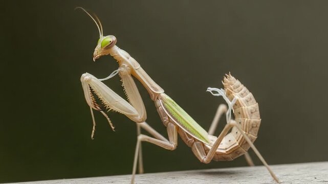 Close up of a praying mantis in its natural habitat.