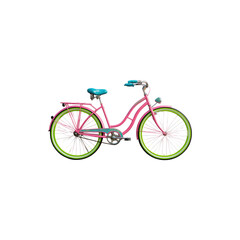 Fototapeta premium Bright pink bicycle isolated on white background for outdoor riding, city commuting, leisure activities, and fitness cycling