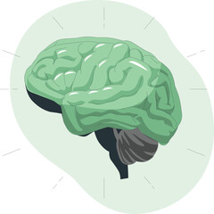 Detailed Illustration of a Human Brain with Stylized Aura anatomy neuroscience