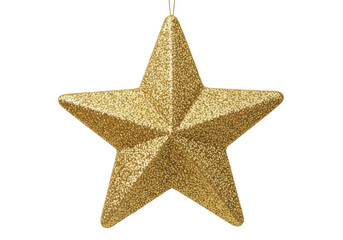 Sparkling gold star christmas ornament, isolated on transparent background, adding a touch of festive magic and elegance to your holidaythemed designs and creative projects