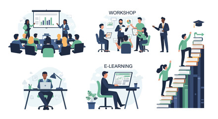 Diverse Group of People Engaging in Learning Activities.