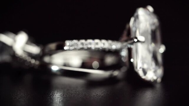 Wedding luxury diamond ring through the light