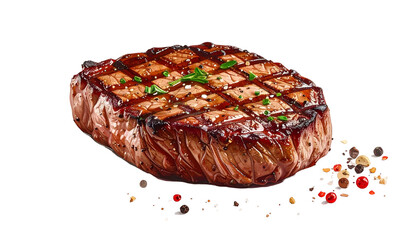 Grilled sirloin steak with herbs and spices