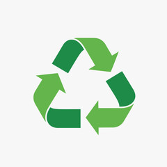 A vibrant green recycling symbol against a clean white background, representing environmental conservation and the importance of sustainability in modern society.
