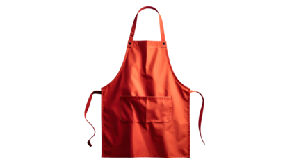 Bright red apron hanging, ready for cooking or crafting