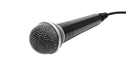 Shiny microphone with a silver grill over a black background