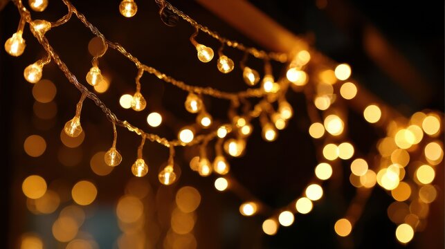 Twinkling string lights create a warm atmosphere for an evening outdoor gathering, enhancing the festive mood and inviting conversation among friends.