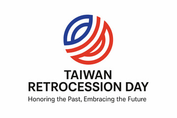 Taiwan Retrocession Day Minimal Abstract Design in Red Blue White Theme