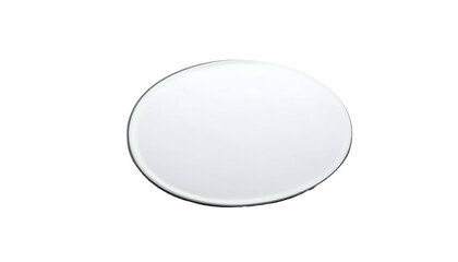 Shiny white disc with subtle grey rim on a black background