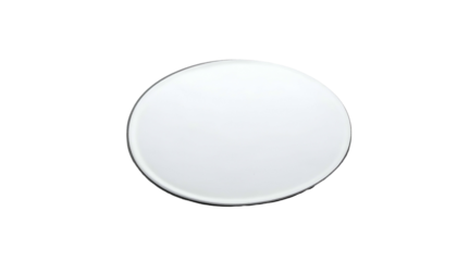 Shiny white disc with subtle grey rim on a black background