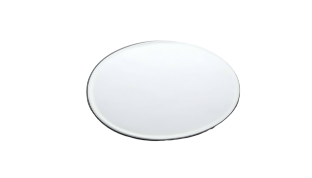 Shiny white disc with subtle grey rim on a black background