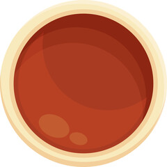 Stylized illustration of a circle with a reddish-brown center and a cream-colored border creating a modern abstract graphic element