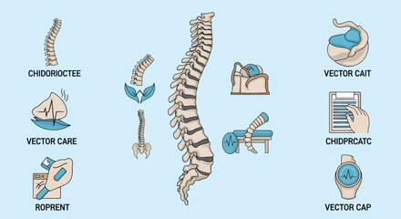 Human Spine Illustration: Detailed Anatomical Structure with Vertebrae and Spinal Cord.