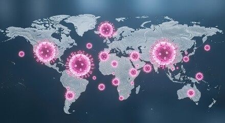 Global viral outbreak map showcasing potential pandemic zones and disease spread visualization
