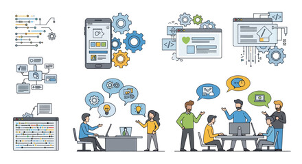 Diverse Team Collaborating on Technology and Business Solutions.