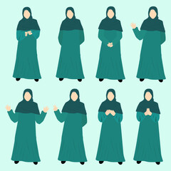 Collection of muslim women cartoon vectors
