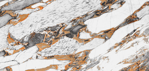 Luxurious white Carrara statuaries marble texture background. Calacatta glossy marble with golden streaks. Luxury White Gold Marble texture background vector. Panoramic Marbling texture design.