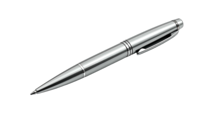 Sleek, metallic pen isolated against a dark backdrop