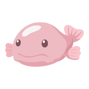 Cute Blobfish Character Flat Cartoon Vector Illustration