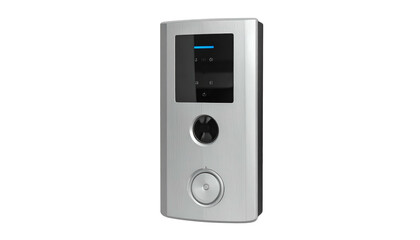 Fototapeta premium Silver device featuring display, buttons, and speaker