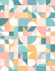 Geometric shapes in pastel colors, creating a repeating pattern