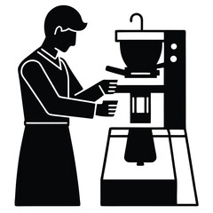 person making coffee with coffee machine  vector