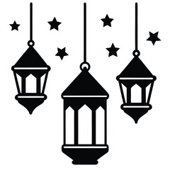 ramadan lanterns and stars hanging  gold vector i