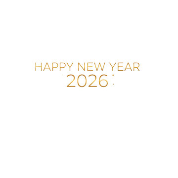 Clean and Simple Happy New Year 2026 Minimalist Gold Typography on White.