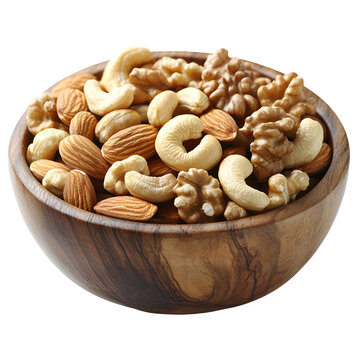 Assorted nuts in wooden bowl healthy snack image