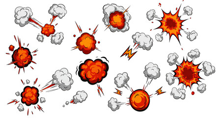 Vibrant Cartoon Explosion Set: Dynamic Comic Book Effects and Graphic Elements