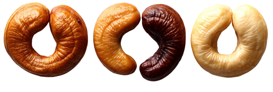 Assorted ring shaped baked goods on transparent background