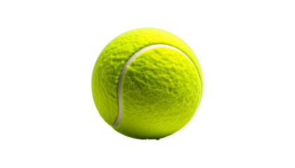 Yellow tennis ball, detailed fuzz, isolated against black ground
