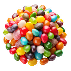 Pile of Colorful Candies — Jelly Beans Collection PNG on Transparent Background.