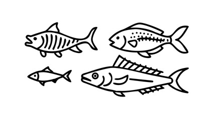 Ocean Animals Line Icons.Marine life line icons set – flat, outline, ocean and sea creatures symbols

