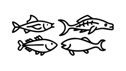 Ocean Animals Line Icons.Marine life line icons set – flat, outline, ocean and sea creatures symbols

