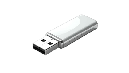 Shiny silver USB drive on a black background