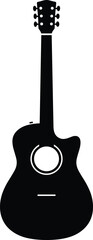 acoustic guitar standing upright with visible tuning pegs silhouette