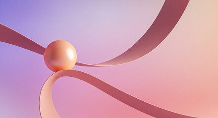 Abstract sphere balance pink ribbon background wallpaper stock illustration