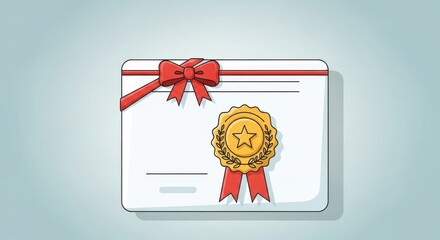 Elegant certificate with a laurel wreath and ribbon, demonstrating achievement