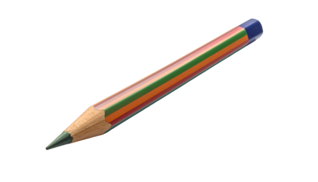 Striped pencil with a blue end cap