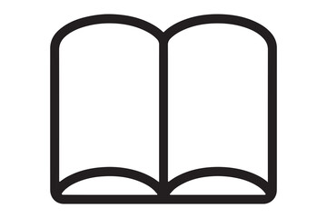 Simple black outline icon of an open book symbol