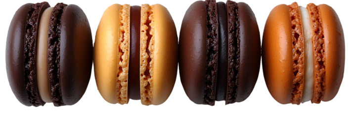 Assortment of round sweet treats in a row