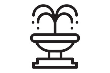Simple outline icon of a fountain water feature symbol