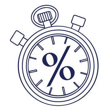 Illustration of a stopwatch with a percentage symbol on its face indicating a limited time offer sale