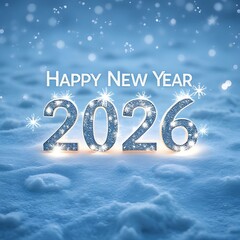 Happy New Year 2026 Winter Snow Greeting Card