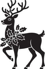 Elegant Christmas reindeer with festive holly decoration