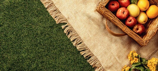 Picnic Basket on Grass.