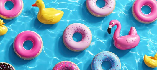 Pool floats and donuts.