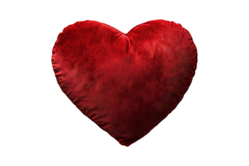 Red Heart-Shaped Pillow, Isolated on Transparent Background