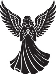 Obraz premium Praying angel with majestic wings, symbol of hope